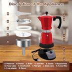 Electric Aluminum Moka Pot 3-6 Cup 150-270ml Espresso Maker - Image 3