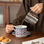 Ceramic Coffee Mug with Saucer 8 OZ Turkish Coffee Cups Set - Image 6