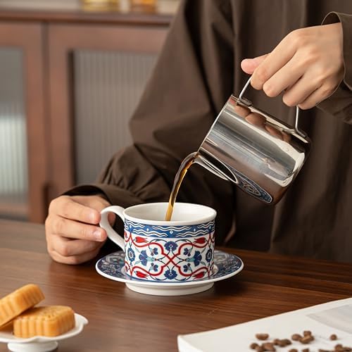 Ceramic Coffee Mug with Saucer 8 OZ Turkish Coffee Cups Set - Image 6
