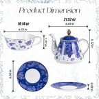 KAMMAK Tea for One Set, Ceramic Teapot, Bone China Tea Set, Cup and Saucer - Image 2
