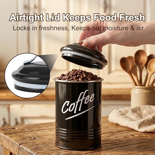 Hillbond Kitchen Canisters Sets for Countertop-Set of 4, Black - Image 5