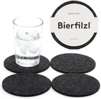 Graf Lantz - Bierfilzl Merino Wool Round Coasters Set of 4 - Charcoal (4" Circles) - Absorbs 30% of Weight - German Wool - Heat Resistant, Sustainable, & Reusable - Home Decor & Coffee Table Decor by GrafLantz