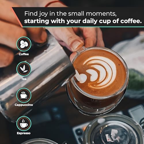 12 Oz Double Wall Borosilicate Insulated Glass Coffee Mug Set of 4, 350ml Coffee Cups with Handle for Cappuccino, Tea, Latte - Perfect Cappuccino Cup Gift - Image 4
