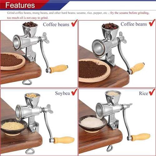 Manual Grain Grinder Hand Crank Grain Mill Stainless Steel Home Kitchen Grinding Tool for Coffee Corn Rice Soybean - Image 2