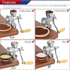 Manual Grain Grinder Hand Crank Grain Mill Stainless Steel Home Kitchen Grinding Tool for Coffee Corn Rice Soybean - Image 2