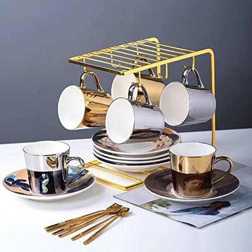 Reflection Cup,Mirror Cup and Saucer,Anamorphic Cup and Saucer,Creativity Tea Cup and Saucer Set,Ceramic Coffee Mug with Saucer and Spoon,for Cappuccino,milks,espresso,tea,coffee,250ml - Image 6