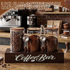 Suclain 3 Pcs 44 oz Glass Coffee Grounds Container with Shelf for Kitchen - Image 5