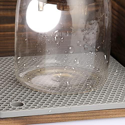 ELLDOO Vintage Wood Coffee Organizer Stand, Compatible with Chemex Coffee Makers, Holds Coffee Maker and Coffee Paper Filters, Fits Collar and Handle Carafes, with Grey Silicone Dripper Mat - Image 7
