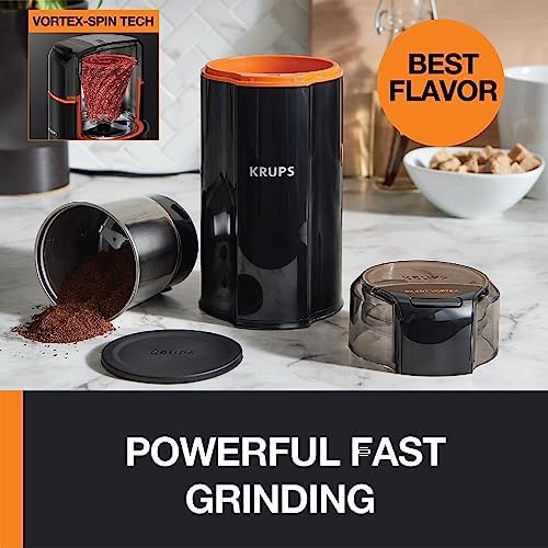 KRUPS Silent Vortex Electric Coffee Grinder: 3 oz Capacity, 5x Quieter, 175W Motor for Coffee Beans, Spices & Herbs - Removable Dishwasher-Safe Bowl, 12-Cup Yield, Black - Image 3
