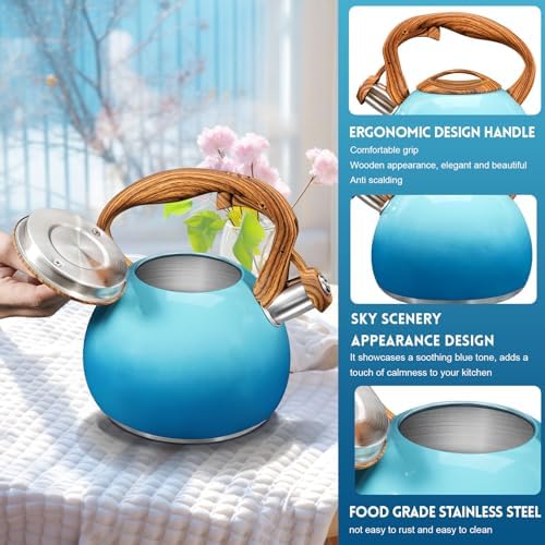 GGC Whistling Tea Kettle for Stove Top, 3.2QT/3L Stainless Steel Tea Kettle - Image 4