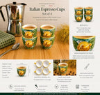 Espresso Cup Set of 4, Ceramic Cups Made in Italy, 2 oz Italian Coffee Cups, Coffee Lover Gift Set, Made in Italy Pottery - Image 3
