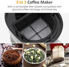 Cold Brew Coffee Maker with Reusable Coffee Filter and Insulated Pitcher, 20 Oz Iced Tea Maker for Ground Coffee, Single Serve Machine for Home, Strength Control for Flavor, Black - Image 2