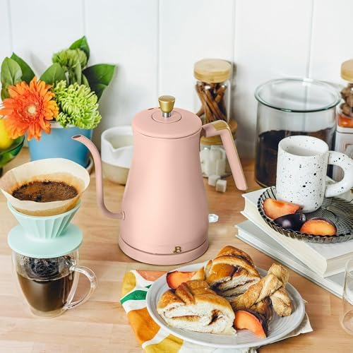 1 Liter Electric Gooseneck Kettle with Precision Pour Spout, Auto Shut Off, Cordless Design, 1200W (Rose) - Image 2