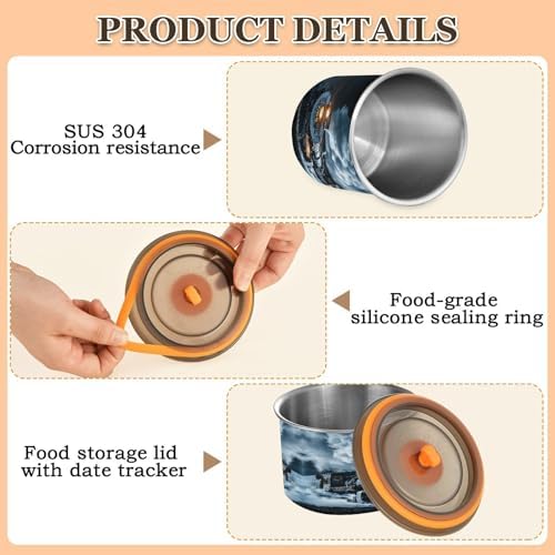 Stainless Steel Coffee Storage Containers with Airtight Lid, Vintage Steam Train 30oz Food Storage Container Kitchen Canister for Tea, Coffee Beans, Ground, Sugar Storage - Image 5