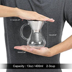 Pour Over Glass Coffee Maker, 13oz Borosilicate Glass Carafe - Image 2