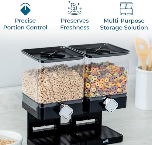 Honey-Can-Do Zevro Compact Dry Food Dispenser, Dual Control, Black/Chrome - Image 6