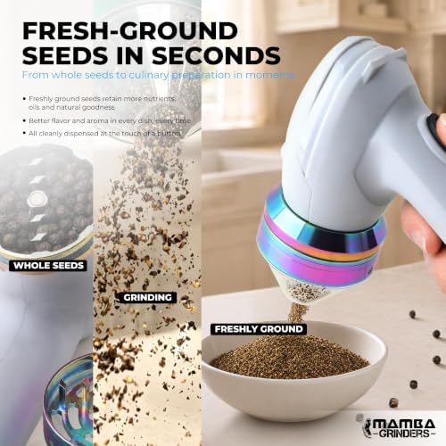 Mamba Original Electric Seed Grinder, USB-C Rechargeable Spice Mill, White - Image 3