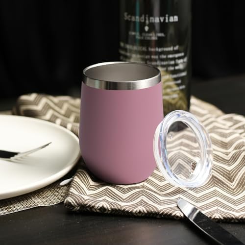 DOMICARE Stainless Steel Wine Tumbler Bulk with Lid, Personalized Insulated Tumblers Set, 12oz Travel Coffee Cups Pack of 16, Pink - Image 6