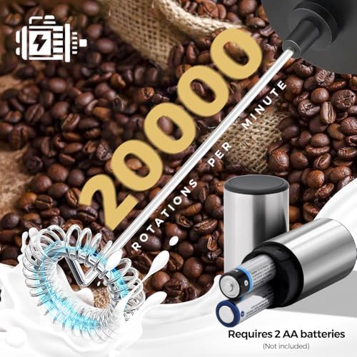 Milk Frother Handheld Whisk Stainless Steels Battery Powered Drink Mixer, Milk Frother Foamer & Mini Drink Mixer Coffee Frother, Electric Portable for Latte, Cappuccino, Hot Chocolate - Image 2