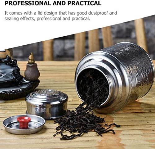 Tea Jars Storage Tea Jars Storage, Stainless Steel Tea Canister Silver Kitchen Food Storage Jars 100g Tea Tin Coffee Dispenser with Sealed Lids Airtight Loose Leaf Tea Container (Silver 11X8.8X5.5CM) - Image 3