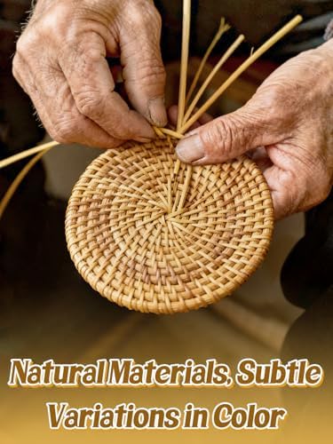 Handmade Rattan Coasters Set of 8 with Holder, Farmhouse Home Decor - Image 4