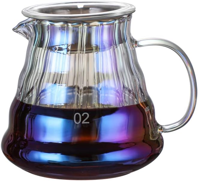 MISETTO Pour Over Coffee Dripper Set - Stainless Steel Paperless Filter and Iridescent Glass Server - Heat Resistant Pot 500ml (17oz) - Complete Single Cup Combination - Image 5