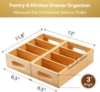 Umilife Bamboo Pantry Organizer for Snack, Seasoning Pouch, Teabag (2 Pack) - Image 3