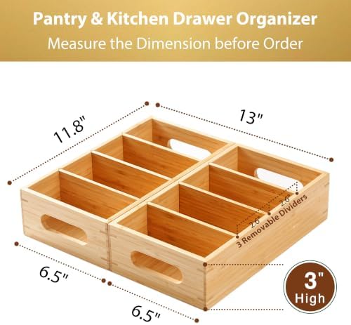 Umilife Bamboo Pantry Organizer for Snack, Seasoning Pouch, Teabag (2 Pack) - Image 3