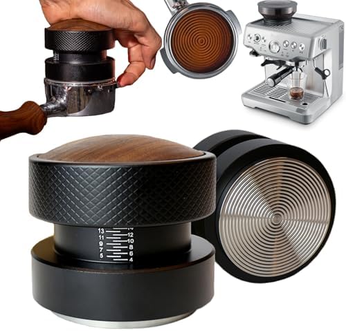 53.3mm Espresso Tamper, Fits 53.3-54mm Portafilter Baskets, Compatible with Breville Portafilters, Spring Loaded Palm Tamper, Auto-leveling Spring-loaded Tamper, Stainless Steel Ripple Base by Luvfunaire