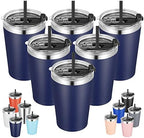 VEGOND 12oz Tumbler Stainless Steel Tumbler bulk Vacuum Insulated Double Wall Travel Tumbler with Lid and Straw Reusable Tumbler, Navy blue 6 Pack by VEGOND