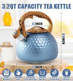 3.2Qt Stainless Steel Whistling Tea Kettle Stovetop, Blue - Image 4