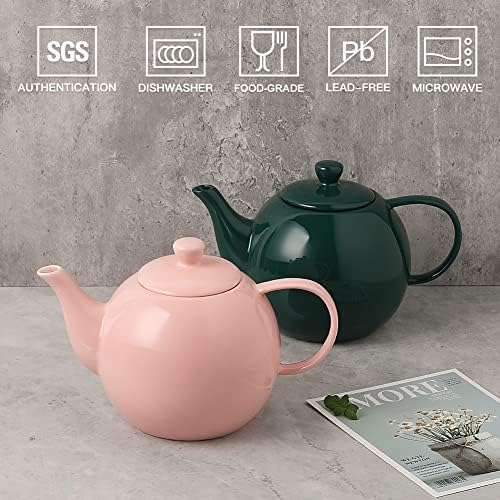 Sweejar Ceramic Tea Pots,40OZ Porcelain Teapot with Infuser(Pink) - Image 2