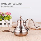 Tyenaza Elegant Gooseneck Tea Kettle, Vintage Stainless Steel Coffee Pot, 450ml Long Mouth Teapot with Ergonomic Handle for Café & Home Kitchen - Image 4