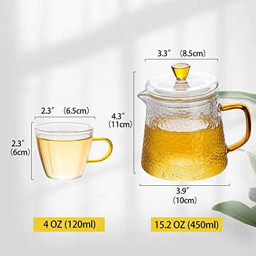 Glass Tea Sets Teapot Set - Tea Set for Adults - Modern Small Tea Pot Set with Removable Infuser and 4 Clear Tea Cups - Blooming Flower Loose Leaf Tea Sets for Women Tea, - Image 2