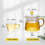 Glass Tea Sets Teapot Set - Tea Set for Adults - Modern Small Tea Pot Set with Removable Infuser and 4 Clear Tea Cups - Blooming Flower Loose Leaf Tea Sets for Women Tea Party - Tea Service Gift Set - Image 2