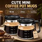 2PCS Mini Coffee Pot Mug,16 Oz Glass Travel Cup Maker Looks like Pot with Spill Proof Lid, Funny Novelty Small Unique Shaped Cool Clear Home Office Gifts for Hot Teas, No Ceramic - Image 2