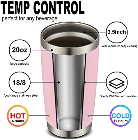 COMOOO 20oz 8 Pack Tumbler Double Wall Vacuum Insulated Coffee Travel Mug Stainless Steel Tumbler Bulk with Lid and Straw Insulated Coffee Cup for Cold & Hot Drinks (Pink, 8 Pack) - Image 2