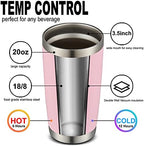 COMOOO 20oz 8 Pack Tumbler Double Wall Vacuum Insulated Coffee Travel Mug Stainless Steel Tumbler Bulk with Lid and Straw Insulated Coffee Cup for Cold & Hot Drinks (Pink, 8 Pack) - Image 2