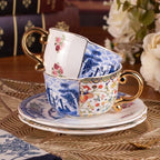 KAMMAK Tea Cups and Saucers Set of 2, Fine Bone China Coffee Cups, 582N - Image 6