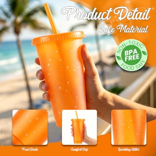 24 Pcs Colorful Tumblers with Straw & Lid - 24oz Coffee Cups - Image 3