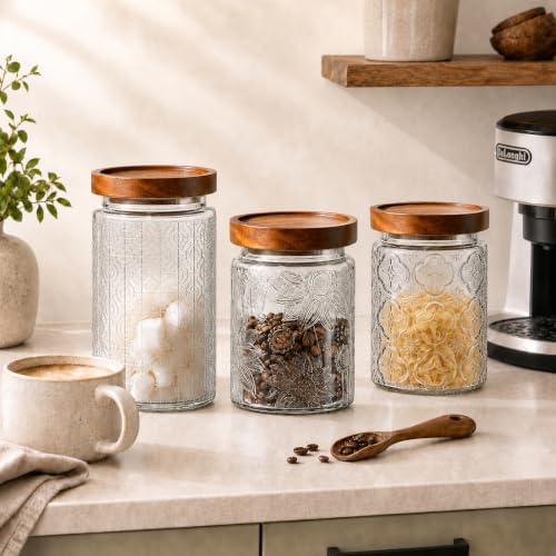 Glass Jars With Lids, Pantry Storage Containers, 24oz Coffee Canister - Image 4