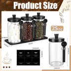 Suclain 3 Pcs Glass Coffee Container Set, 25 oz, Black Bamboo - Image 2