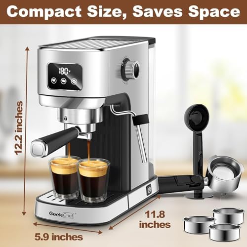 Geek Chef Espresso Machine, 20 Bar Espresso and Cappuccino Coffee Maker with Mill Frother, Cappuccino & Latte Machine for Home - Image 6