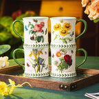 Pastoral Coffee Mug Set of 4-15.2 Oz Large Capacity Porcelain In-Glaze Cups for Tea, Latte, Cocoa - Dishwasher & Microwave Safe, Great Housewarming Gift-Assorted Colors - Image 3