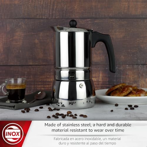 Magefesa Genova Stovetop Espresso Maker, 10 Cups/17 oz, 18/10 Stainless Steel Moka Pot, Italian Greca Coffee Maker, Suitable for Induction - Image 2