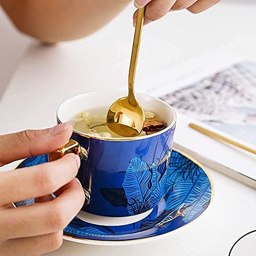 tea cups and saucers,Coffee Cup Ceramic Black Tea and Saucer Set Hot Cocoa Garland Hanging Ear Suitable Restaurant - Image 3