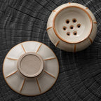 Alipis Ceramic Tea Strainer and Infuser Ru Kiln Porcelain Fine Mesh Filter with Base Small round Beige Tea Filter for Loose Leaf at Home - Image 6
