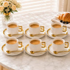 Ceramic Coffee Cup and Saucer Set, Set of 6 - Image 6
