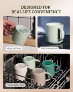 famiware Coffee Mug Set of 4, Star 12 oz Ceramic Mugs Cups Set with Handle - Image 7