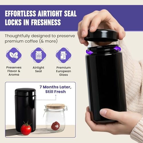 Infinity Jars 1 L Airtight Coffee Canister, UV Glass Coffee Bean Storage - Image 2